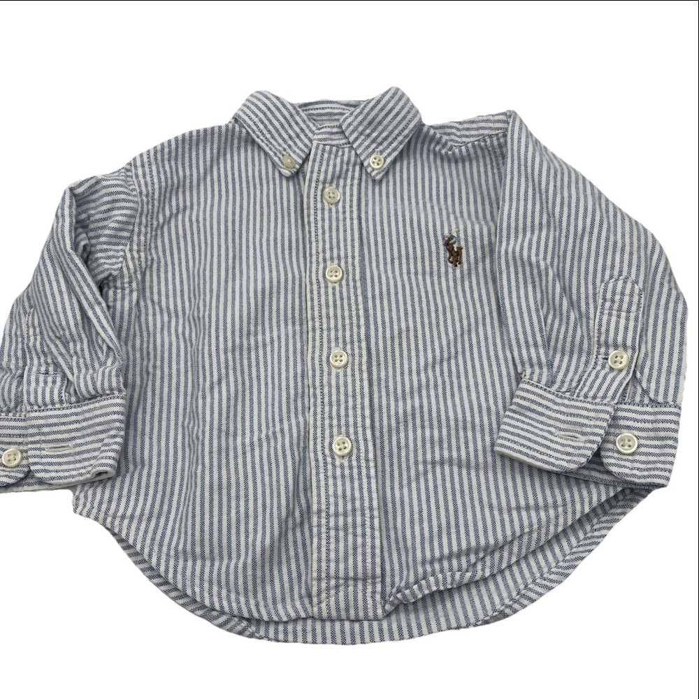 Ralph Lauren Striped Oxford Shirt Baby 9 Months Pony Embroidery Preppy Classic